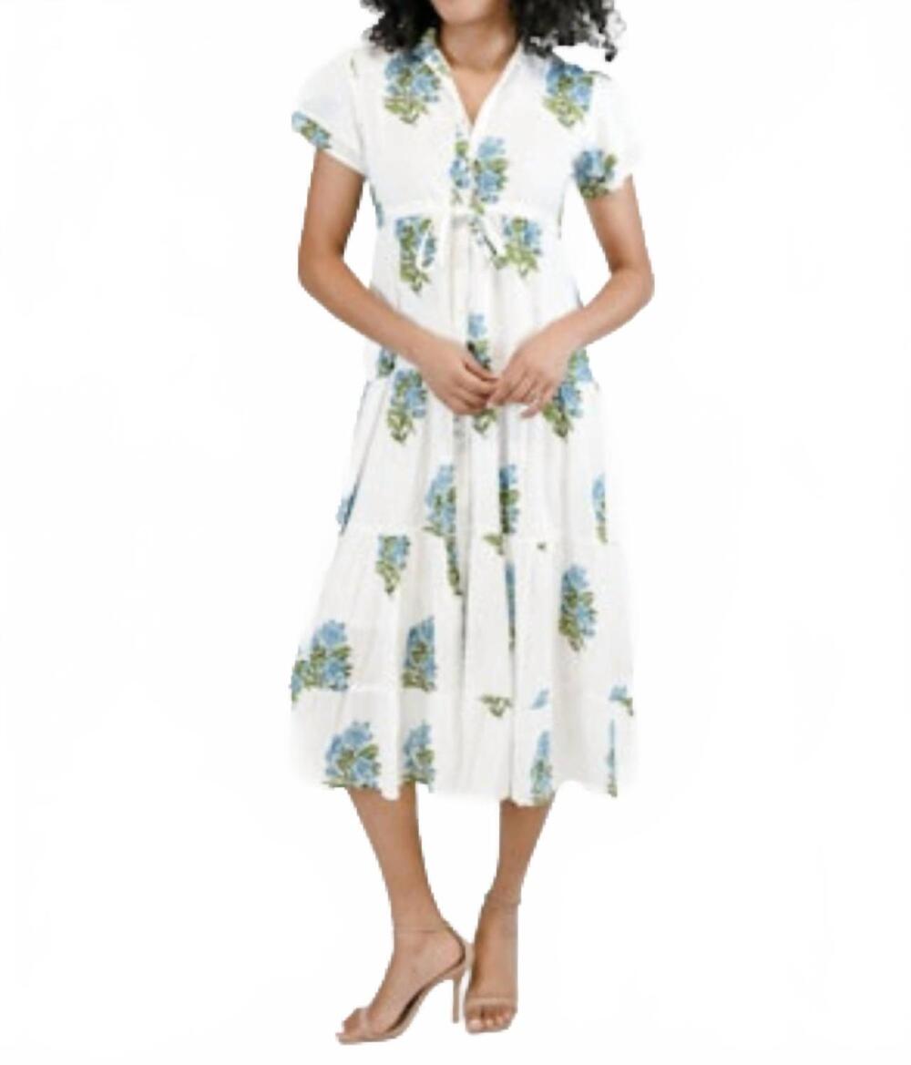 NEW VICTORIA DUNN magnolia flutter dress in blue hydrangea